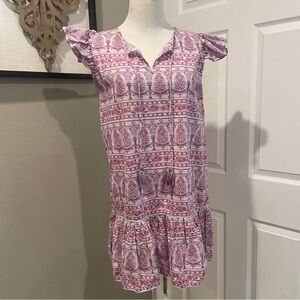 Bindu Blake Purple Pink White Dress With Tassels Size M